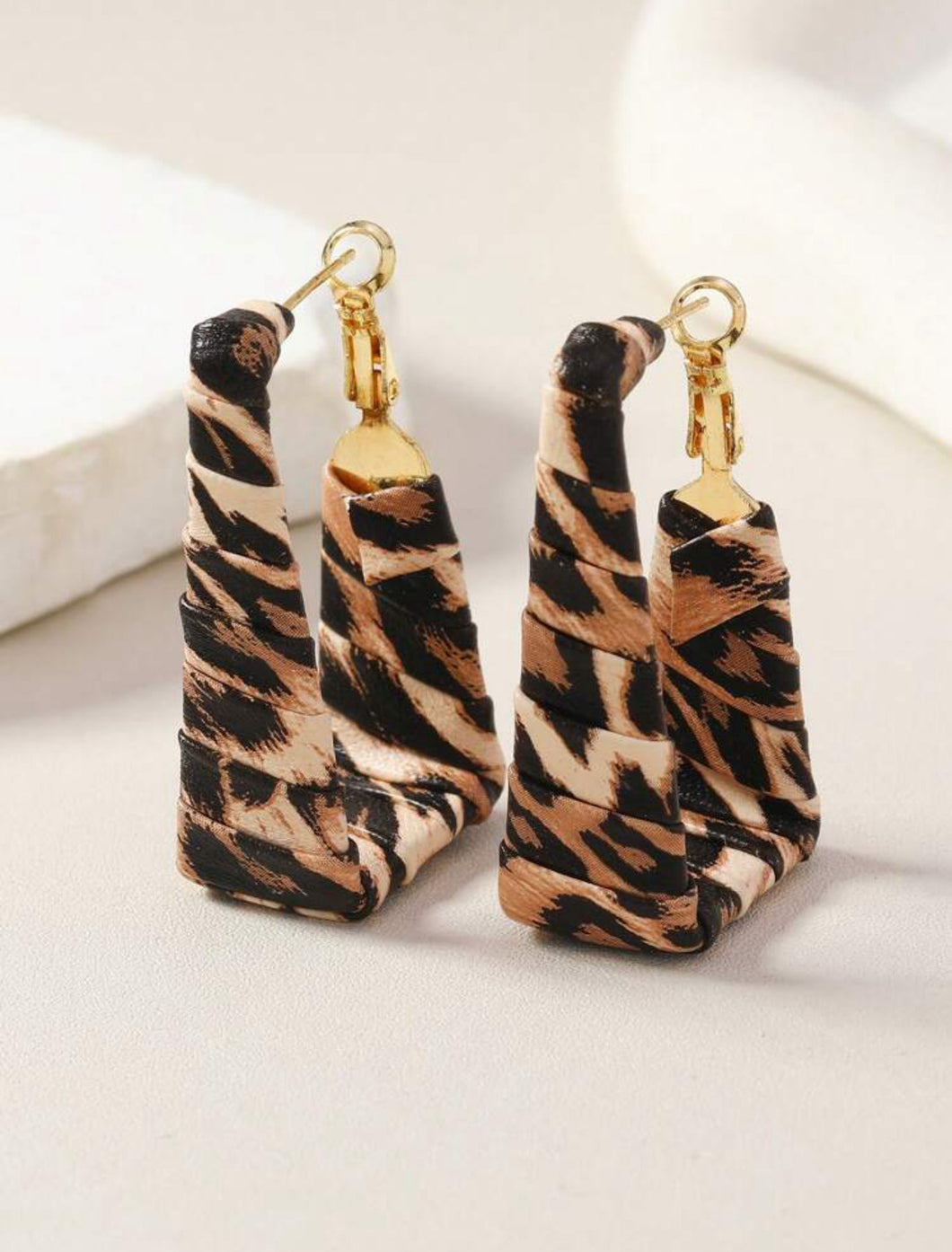 Sassy Leopard Print Rectangular Hoops