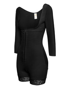 Full Size Zip Up Lace Long Sleeve Shapewear