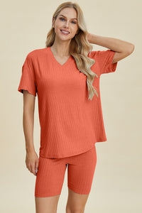 Sassy Full Size Ribbed Short Set