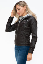 Load image into Gallery viewer, Faux Multi-Pocket Jacket with Hood
