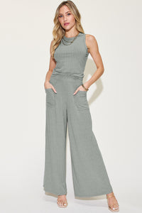 Sassy Ribbed Tank and Wide Leg Pants Set