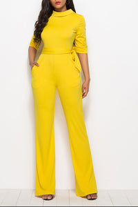 Tie-Waist Half Sleeve Jumpsuit