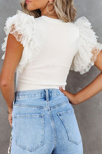 Sassy Ruffled Cap Sleeve Blouse