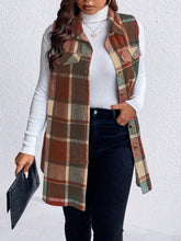 Load image into Gallery viewer, Sassy Pocketed Plaid Button Vest
