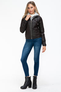 Faux Multi-Pocket Jacket with Hood