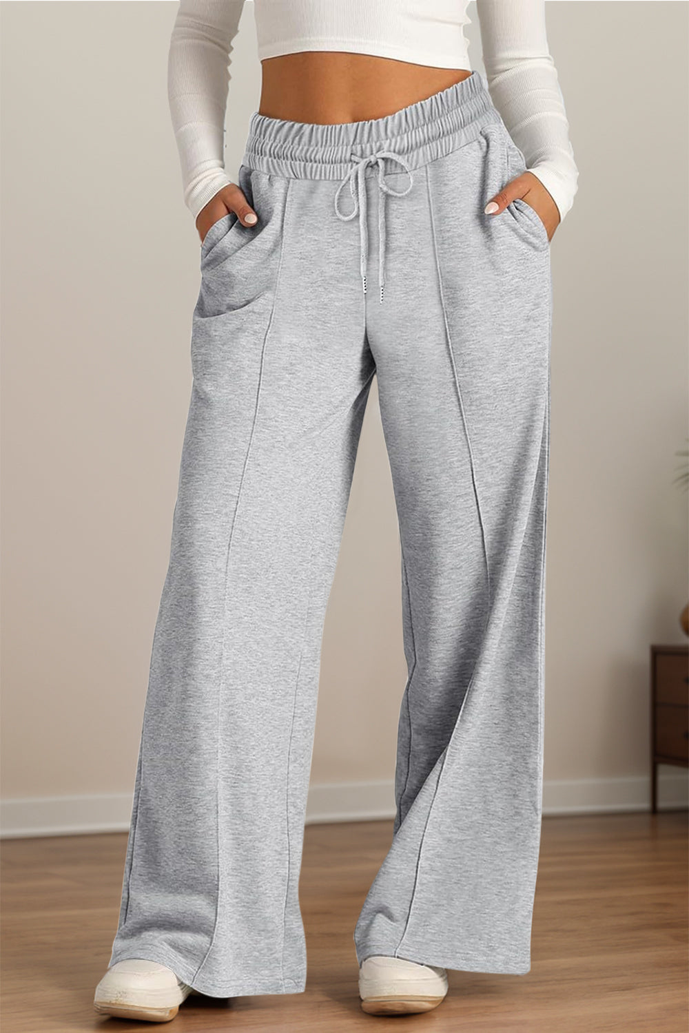 Elastic Waist Wide Leg Pants