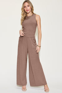 Sassy Ribbed Tank and Wide Leg Pants Set