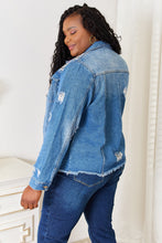 Load image into Gallery viewer, Leopard Distressed Denim Jacket

