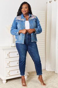 Leopard Distressed Denim Jacket
