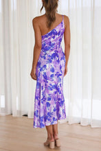 Load image into Gallery viewer, Sassy Purple Printed Single Shoulder Dress
