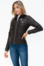 Load image into Gallery viewer, Faux Multi-Pocket Jacket with Hood
