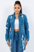 Load image into Gallery viewer, Distressed Long Sleeve Denim Jacket
