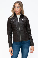 Load image into Gallery viewer, Faux Multi-Pocket Jacket with Hood
