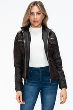 Load image into Gallery viewer, Faux Multi-Pocket Jacket with Hood
