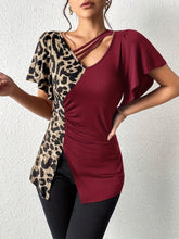 Load image into Gallery viewer, Leopard Flutter Sleeve T-Shirt
