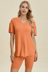 Sassy Full Size Ribbed Short Set
