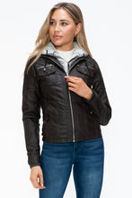 Load image into Gallery viewer, Faux Multi-Pocket Jacket with Hood
