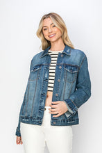 Load image into Gallery viewer, Full Size Distressed Denim Jacket
