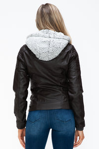 Faux Multi-Pocket Jacket with Hood