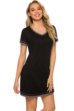 Load image into Gallery viewer, Contrast Trim Short Sleeve Lounge Gown
