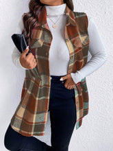 Load image into Gallery viewer, Sassy Pocketed Plaid Button Vest
