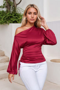 Sassy Drawstring One Shoulder Blouse