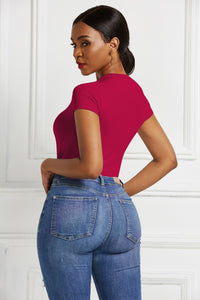 Sassy Scoop Neck Short Sleeve Bodysuit