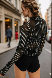 Frill Printed Long Sleeve Top
