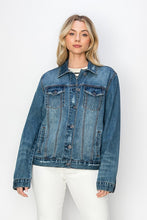 Load image into Gallery viewer, Full Size Distressed Denim Jacket

