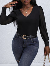 Load image into Gallery viewer, Black V-Neck Long Sleeve Bodysuit
