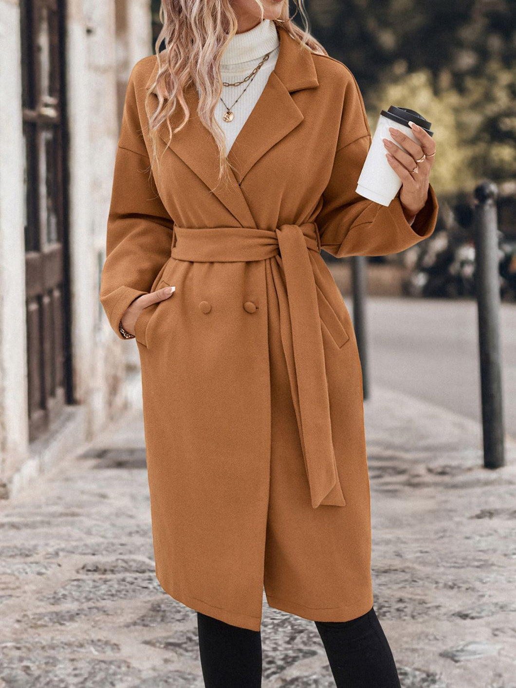 Caramel Tie Waist Coat