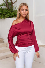 Load image into Gallery viewer, Sassy Drawstring One Shoulder Blouse
