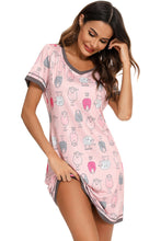 Load image into Gallery viewer, Contrast Trim Short Sleeve Lounge Gown
