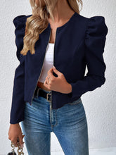 Load image into Gallery viewer, Zip Up Puff Sleeve Jacket
