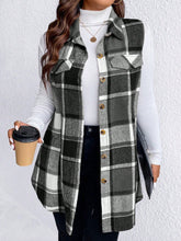 Load image into Gallery viewer, Sassy Pocketed Plaid Button Vest
