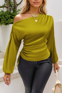 Sassy Drawstring One Shoulder Blouse