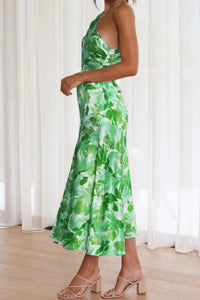 Sassy Green Printed Single Shoulder Dress