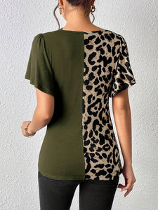 Leopard Flutter Sleeve T-Shirt