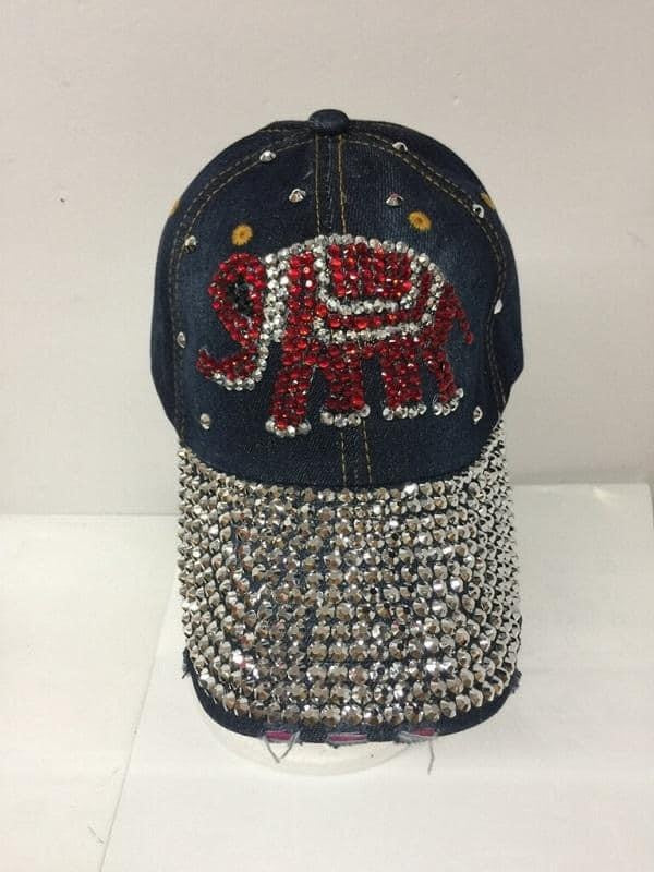Red Elephant  Rhinestone Denim Cap Sorority