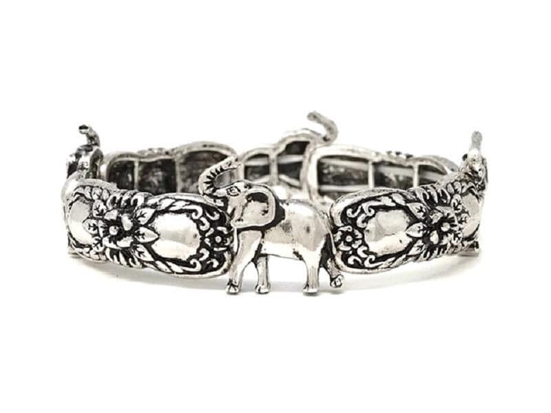 Silver Spoon Like Elephant Stretch Bracelet