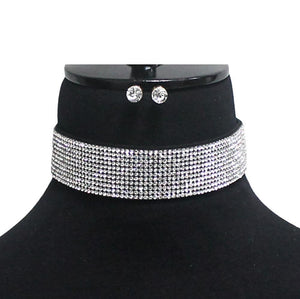 Black Clear Stone Choker Necklace