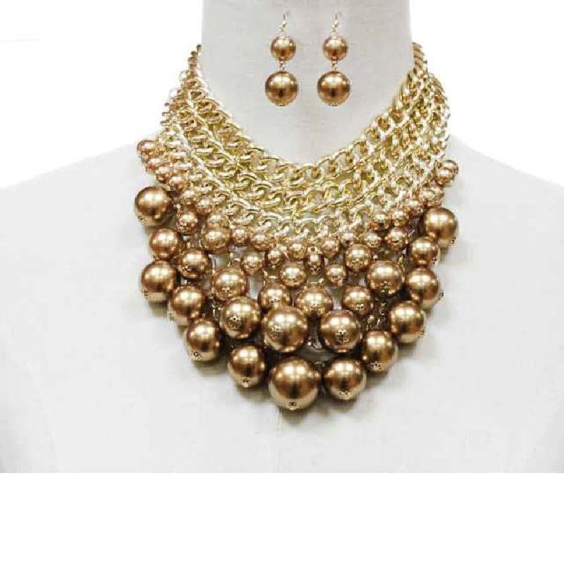 Gold Colored Pearl Necklace