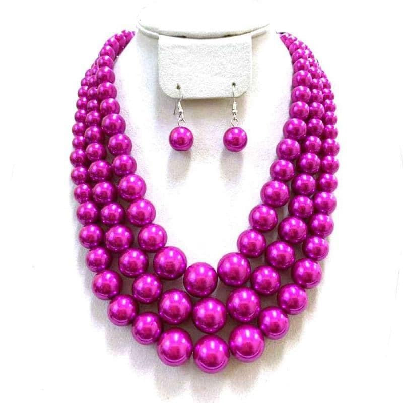 Fuchsia Pink Pearl Necklace