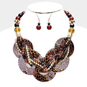 Elephant Print Stone Necklace