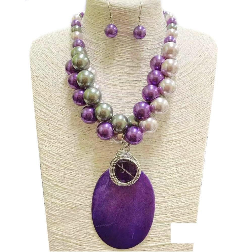 Purple Seashell Pearl Necklace