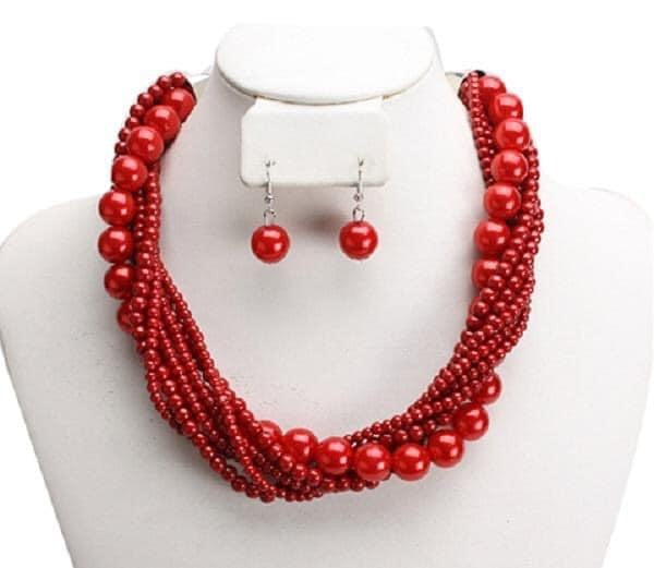 Red Hott-Red Twisted Colorful Necklace