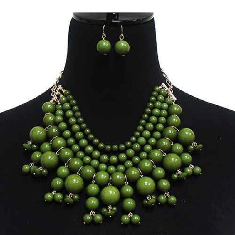 Olive Green Pearl Necklace
