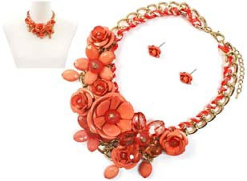 Gold Coral Flowered Necklace