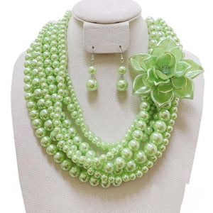 Lime Green Pearl Necklace