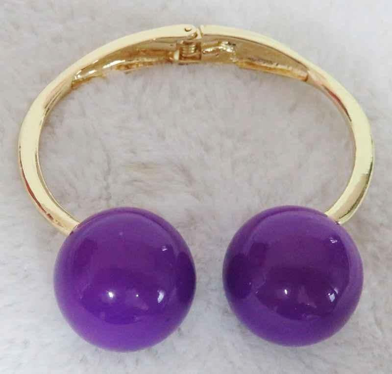 Purple & Gold Hinged Cuff Bracelet